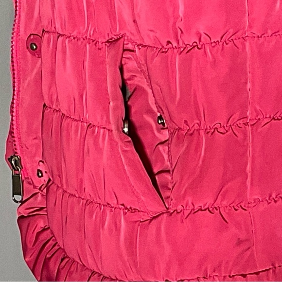 Tribal Barbie Core Sm Pink Puffer Vest, Snap Closure, Ruffled Trim Neck, Front - Picture 6 of 16
